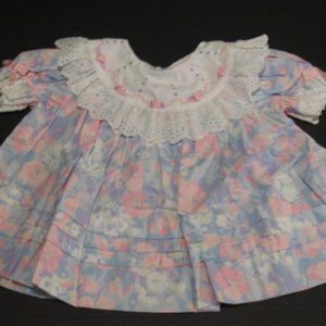 Baby Girl Pink, Blue, and Lavender Flower Short Sleeve Dress